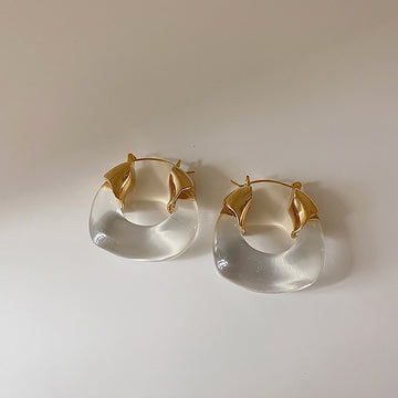 AENSOA Trendy Hyperbole Transparent Resin Geometric U Shape Golden Copper Earrings for Women Punk Clear Green Acrylic Earrings daiiibabyyy